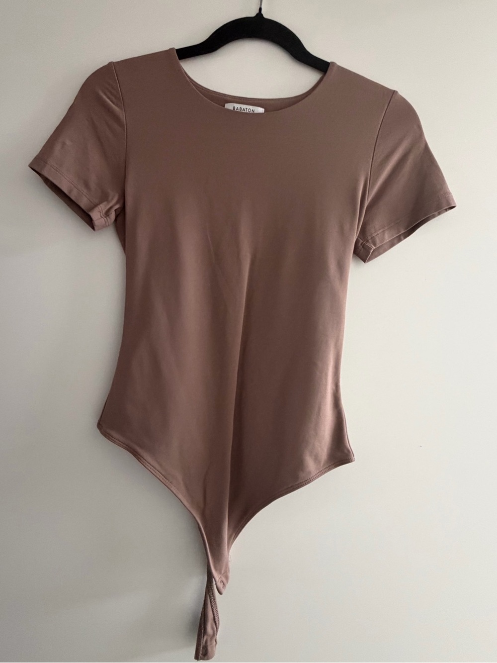 Babaton Taupe Short-Sleeve Tie-Front Bodysuit